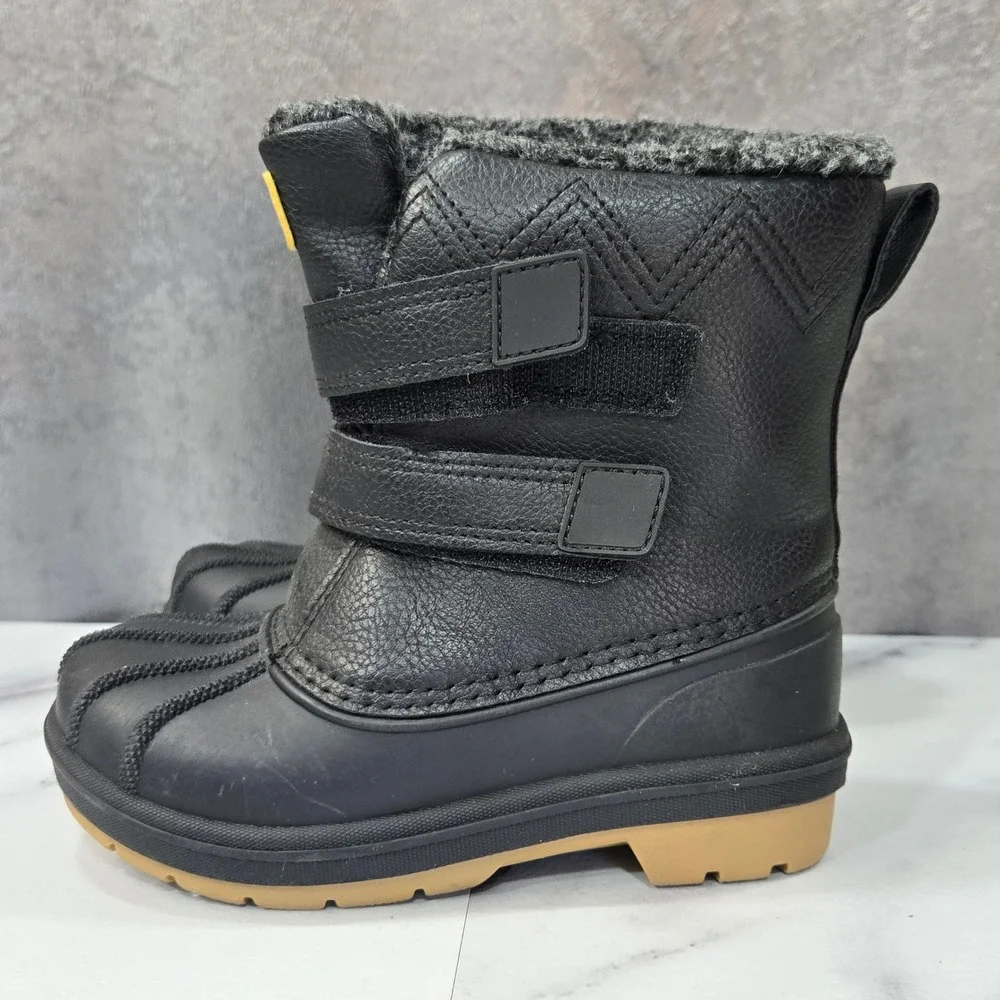 Cat & Jack Toddler 9 Black Faux Fur Lined Winter Duck Boots Waterproof Snow Boot